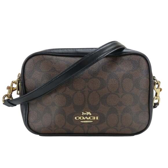 Coach Signature Shoulder Bag F68168 Leather Dark Brown Black Women's COACH